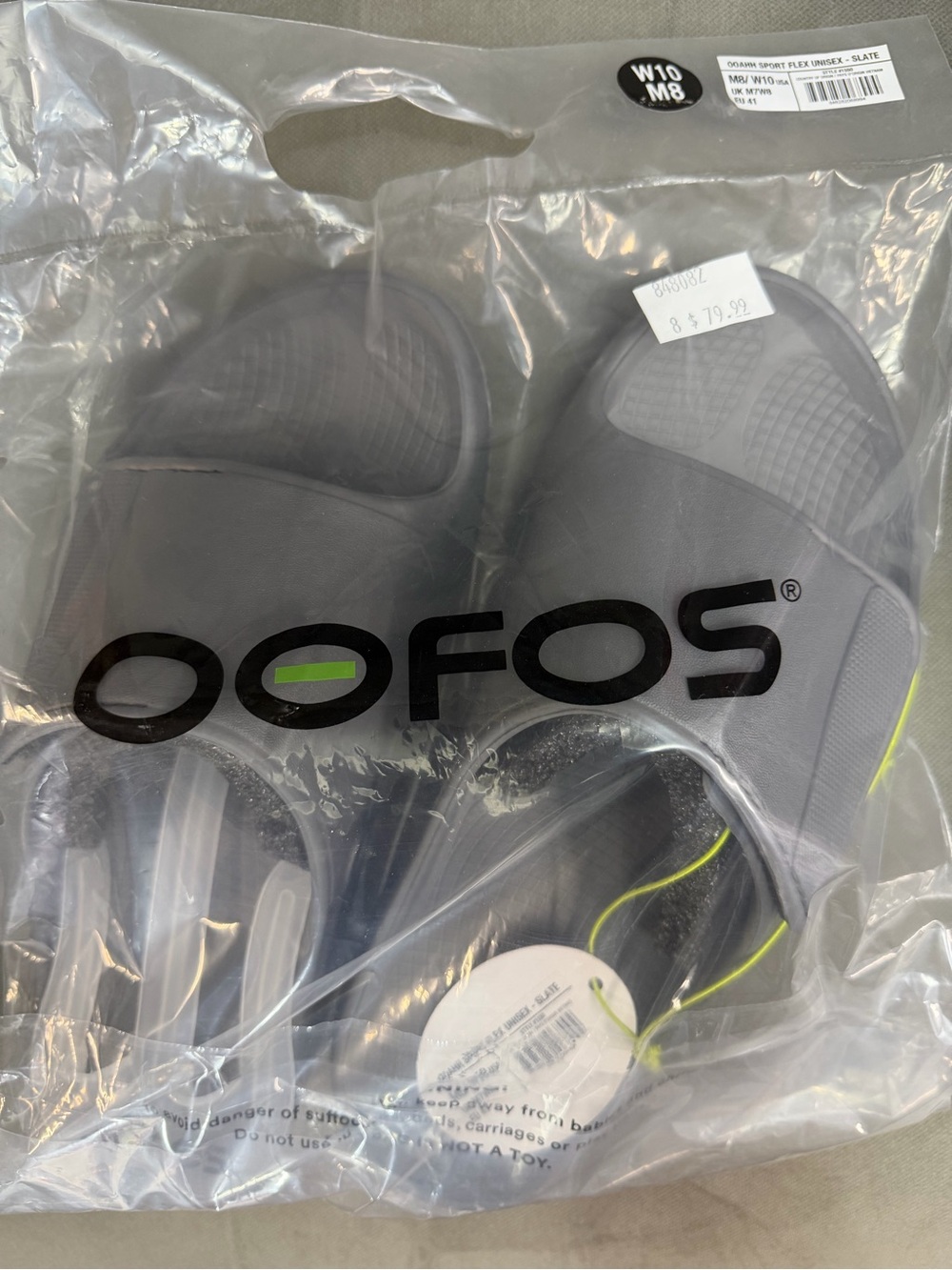 OOFOS OOAHH Unisex Slate Gray Recovery Slides